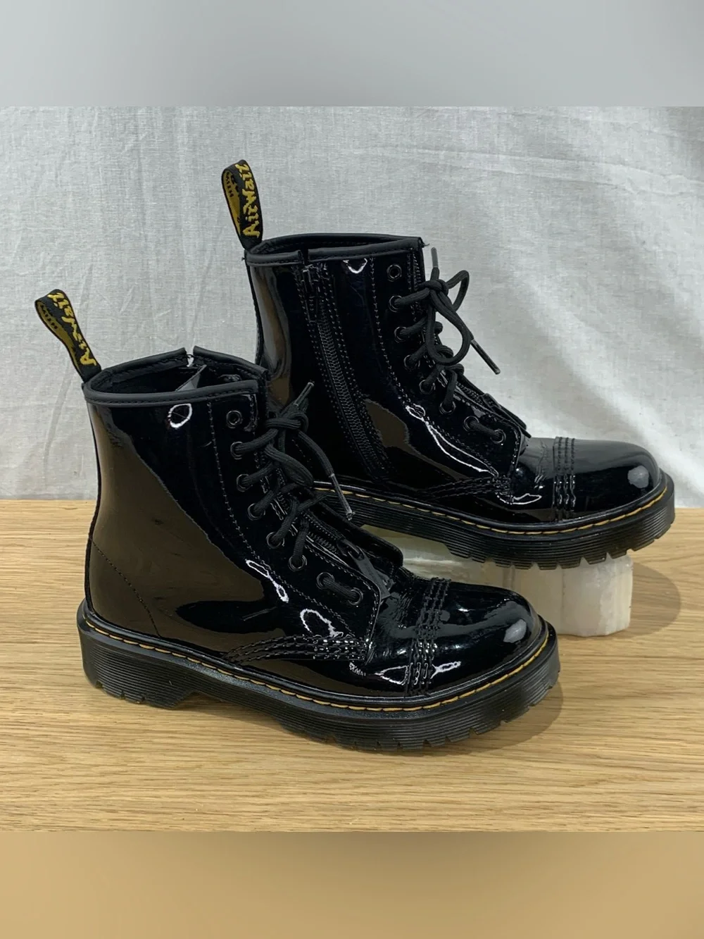 Dr. Martens Youth Kid’s Size 3 Sinclair Bex Patent Leather Black Boots